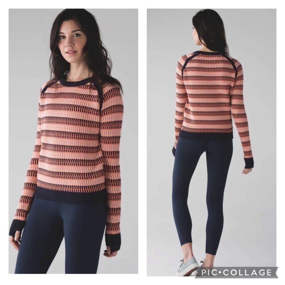 Lululemon Devi Crew Naval Blue / Nudie / Plum Peach Knit Sweater